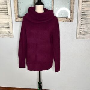DKNY Jeans Women's Long Sleeve Wool Cowl Neck Pullover Purple Sweater Size Large